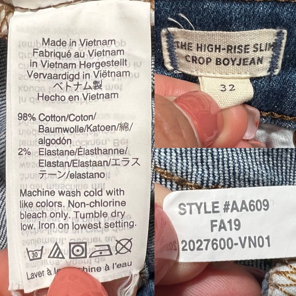 Madewell Women's Blue The High-Rise Slim Crop Denim Boyjean Size 32 - Picture 11 of 11